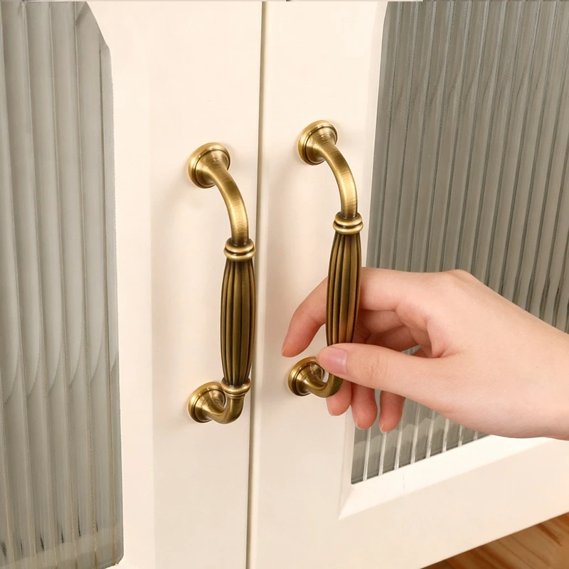 American Brass Cabinet Handles Light Luxury Drawer Knobs Retro Pumpkin Shaped Wardrobe Door Handles Creative Furniture Handles