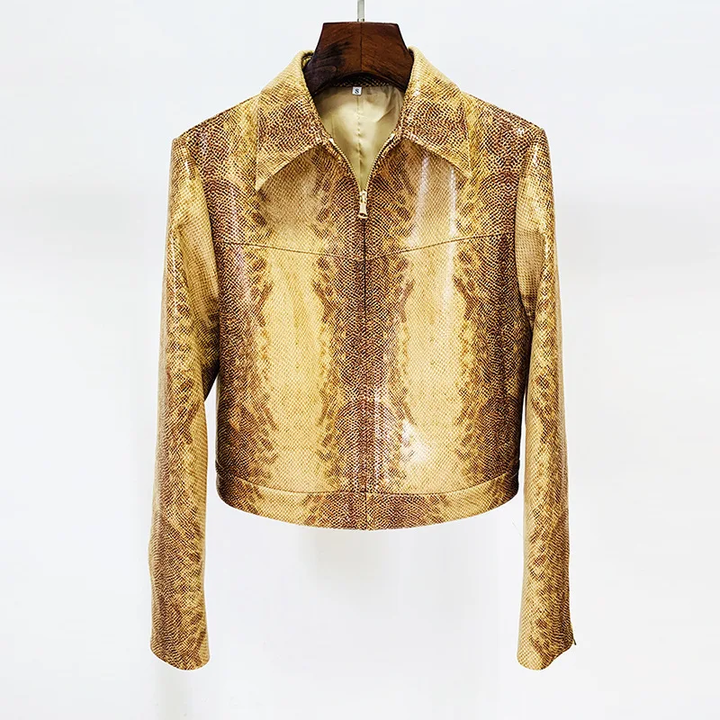 

2024 New Star Fashion Snake Skin Pattern Leather Jacket, Coat, Trumpet Pants