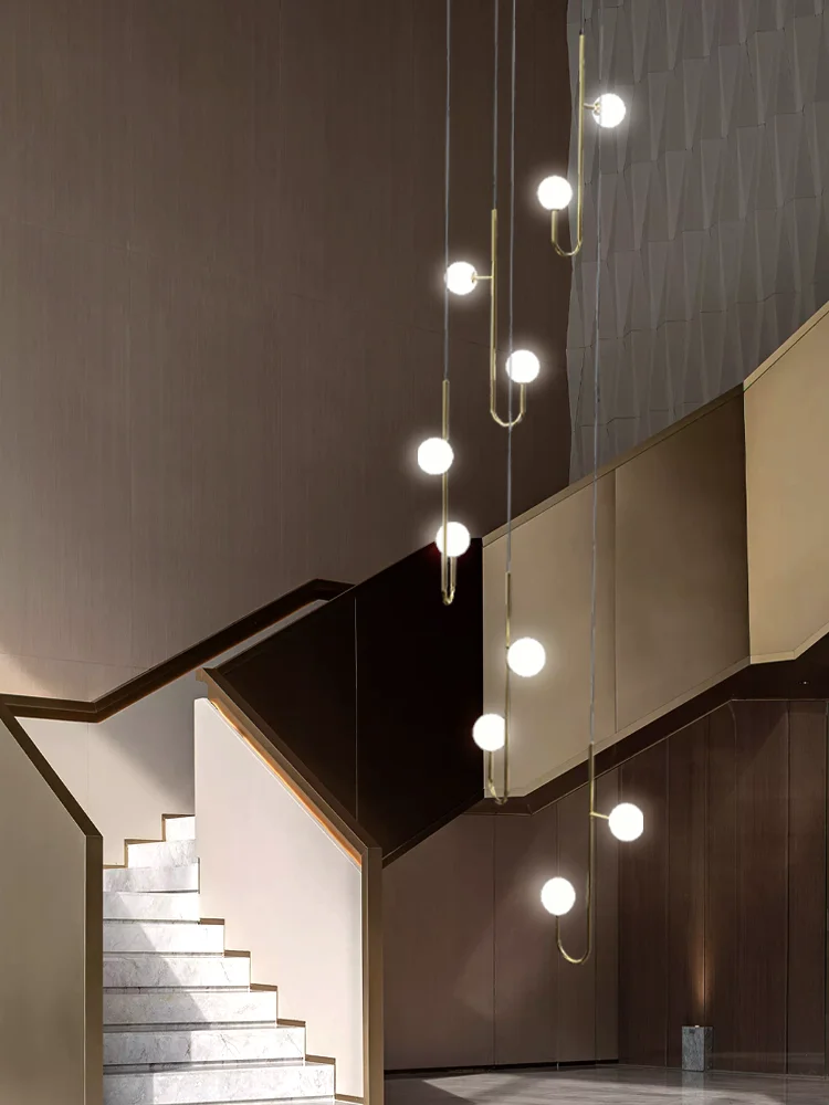 

Nordic Staircase Ceiling Hanging Lamp Chandelier Pendants For Staircase Chandelier Modern Villa Stairs High