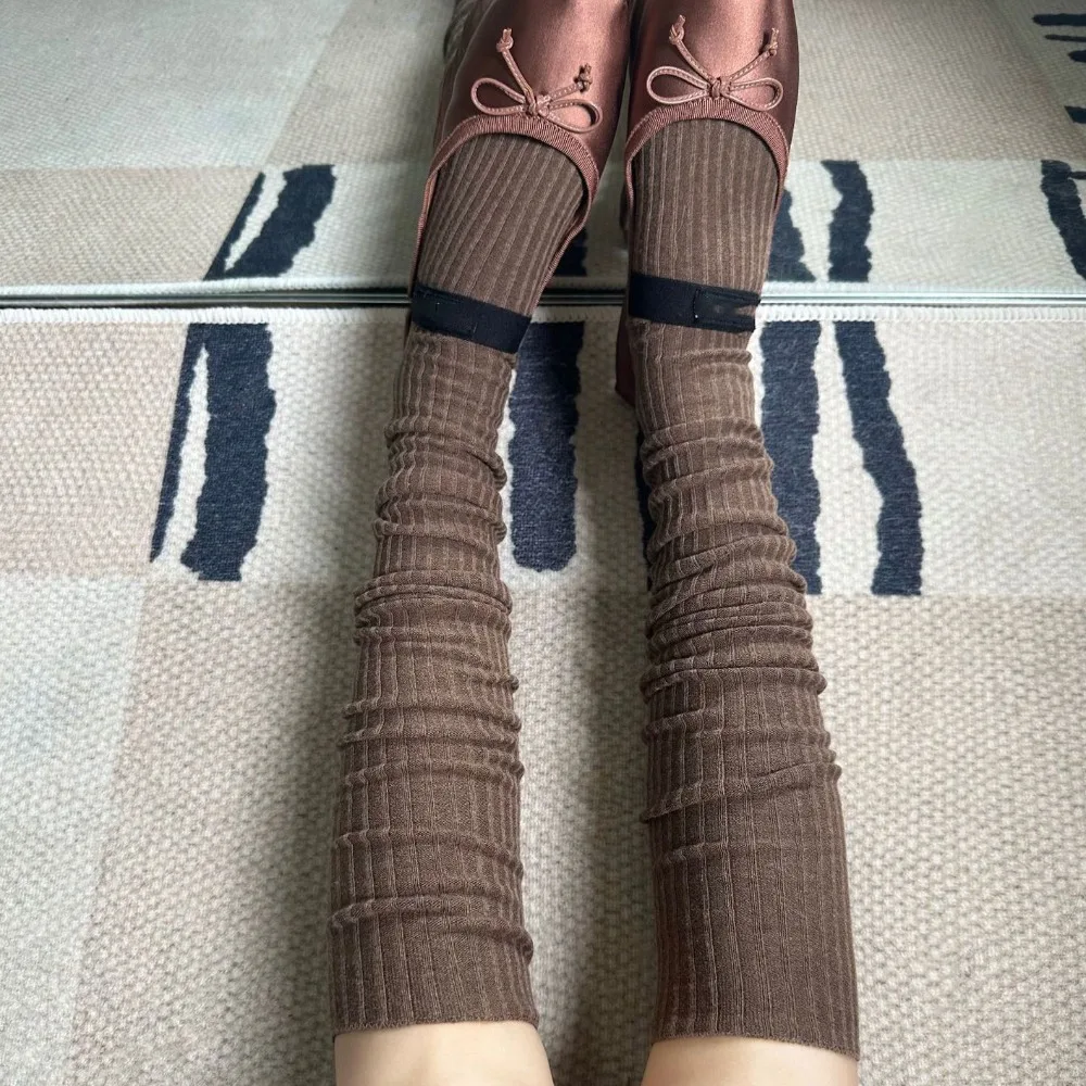 Y2K Pure Cotton Knee-high Socks Solid Color Keep Warm Long Tight Socks Calf Socks Fall Winter