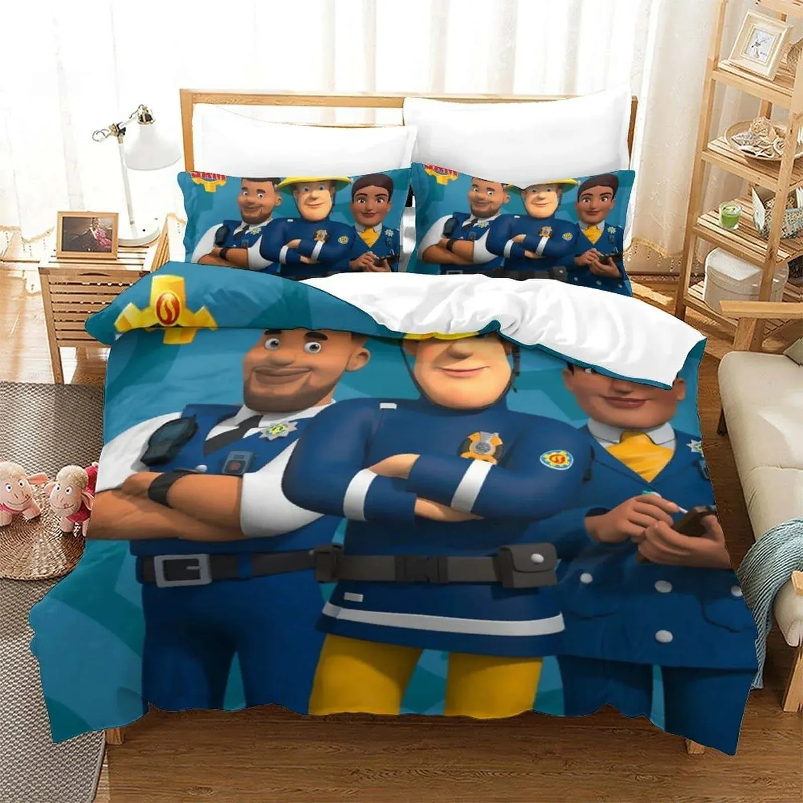 

3D Printing Anime Bed Sheet Fireman Sam Bedding Set Single Twin Full Queen King Size Bed Set Adult Kid Bedroom Duvet cover Sets