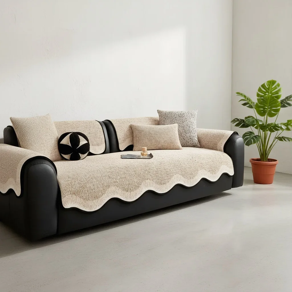2026 Retro Wind Sofa Cover Winter High-end Chenille Cover for Living Room Four-season Universal Straight Non-slip Seat Cushion