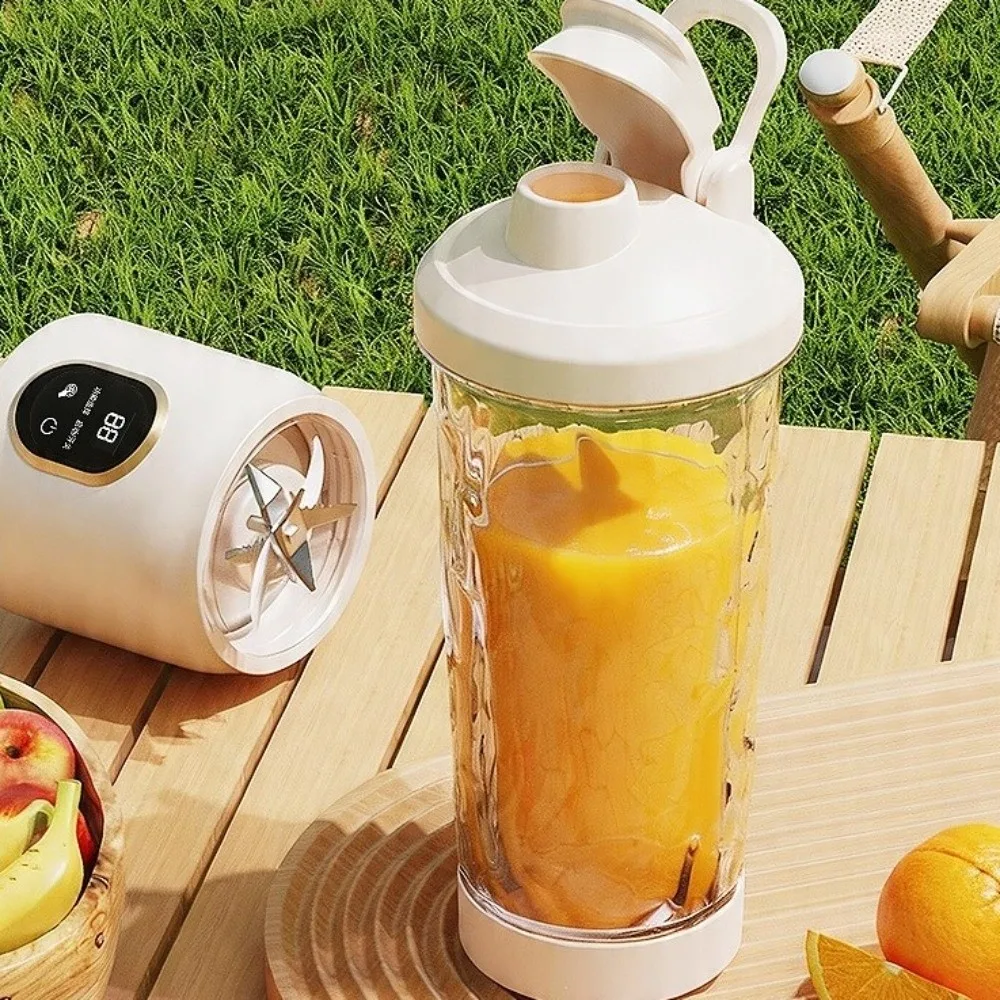 USB Rechargeable Portable Electric Juicer 600ML Capacity Digital Display Juice Cup Blender Cordless Plastic