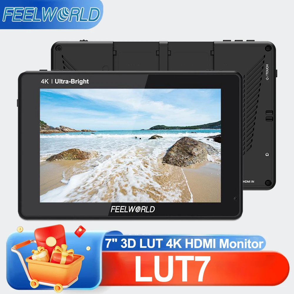

FEELWORLD LUT7 7-дюймовый 2200 нит 3D LUT сенсорный монитор для DSLR-камер с поддержкой 4K HDMI вход/выход, IPS-панель 1920x1200