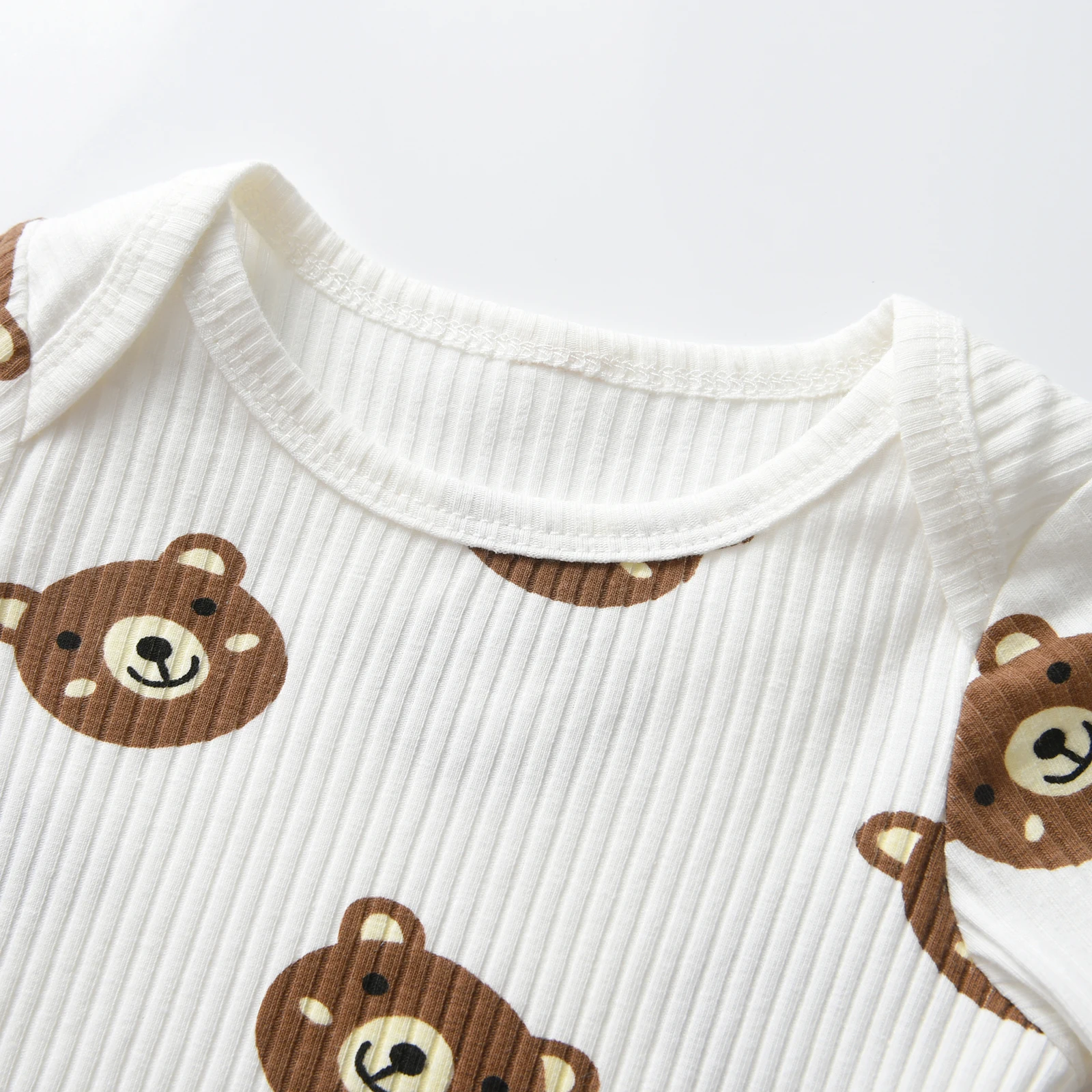 Casual Newborn infant Baby Boy Clothes Set Knitted Long Sleeve Bear Printed Bodysuit Top and Pants Spring Autumn Outfit for Boys