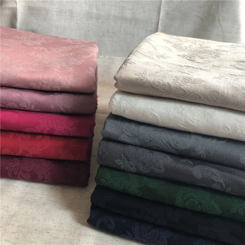 Double-sided Jacquard Fabric By The Meter for cheongsam Dresses Skirts Sewing Thickened Soft Cotton Linen Cloth Winter Plain