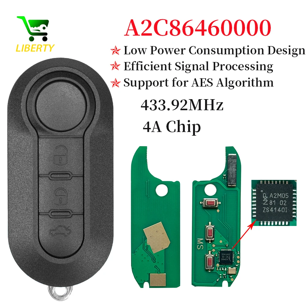 

Liberty Flip Remote Key PN A2C86460000 4A Chip 433.92MHz for Fiat STRADA MOBI UNO FIORINO E MAIS 2/3 Button Car Keys