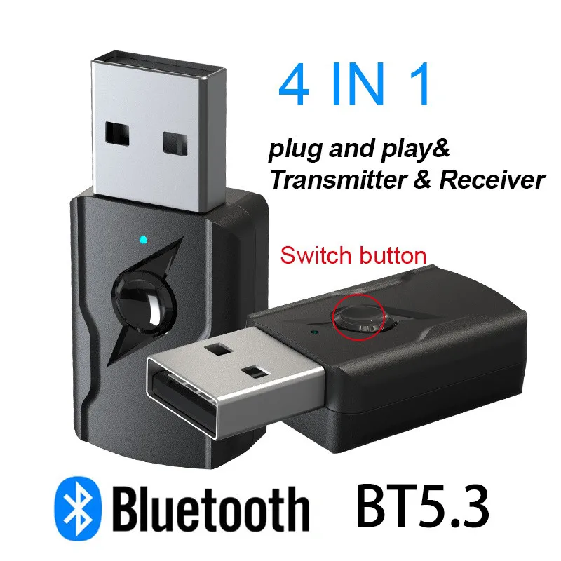 Wireless Bluetooth 5.3 Adapter Transmitter Receiver 3.5mm AUX USB Dongle Audio Adapter For Car Hands Free Call Music Speaker