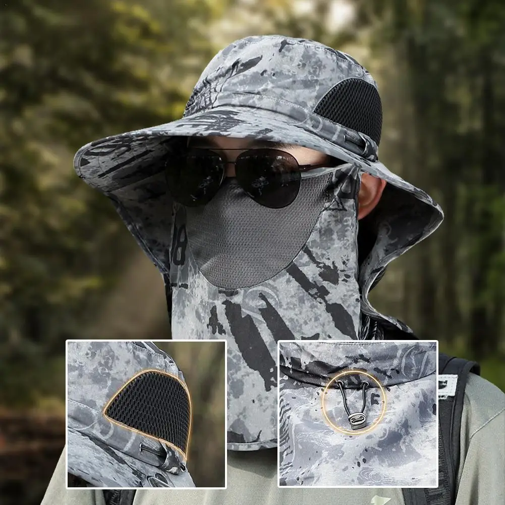 Sun Cap Fishing Hat Wide Brim Hat Big Shawl Neck Protector Face Sun Cap Summer Outdoor Fishing Anti UV Sun Protection Hat