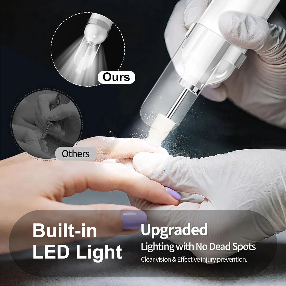 Elektrische Nagelbohrmaschine, wiederaufladbarer Mini-Nagelschleifer, Werkzeug zum Entfernen und Polieren von Acrylgel für die Nagelpflege zu Hause, Maniküre und Pediküre – Detail 7