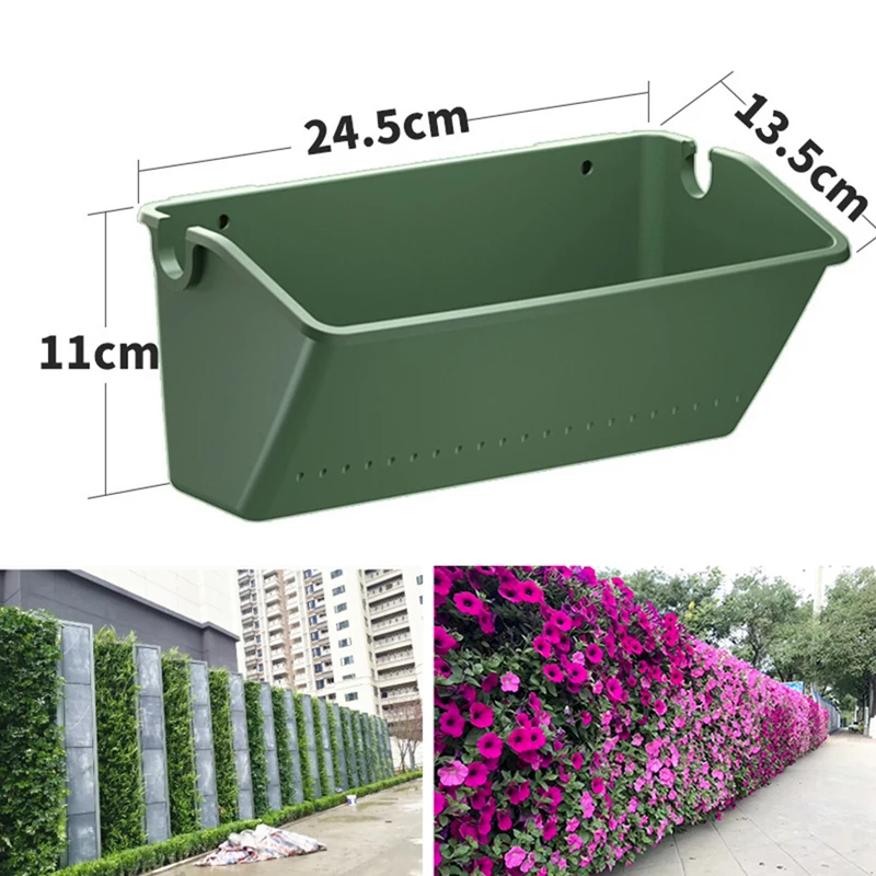 1pc Home Garden Plant Pot DIY Wall Flower Pot Container Wall Hanging Vertical Green Plastic Planting Box
