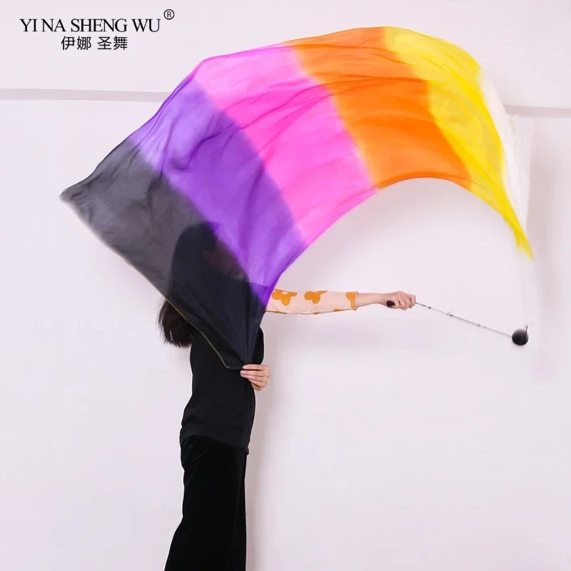 2 stuks echte zijden sluier met 2 stuks zwarte POI gegooid ballen buikdans podiumvoorstelling rekwisieten dansaccessoire professioneel aangepast