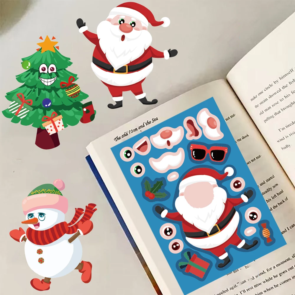 8/16 шт., рождественская наклейка на коллаж с изменением лица, канцелярские принадлежности для чтения, велосипедный телефон, домашние декоративные мотоциклетные граффити, коллажи