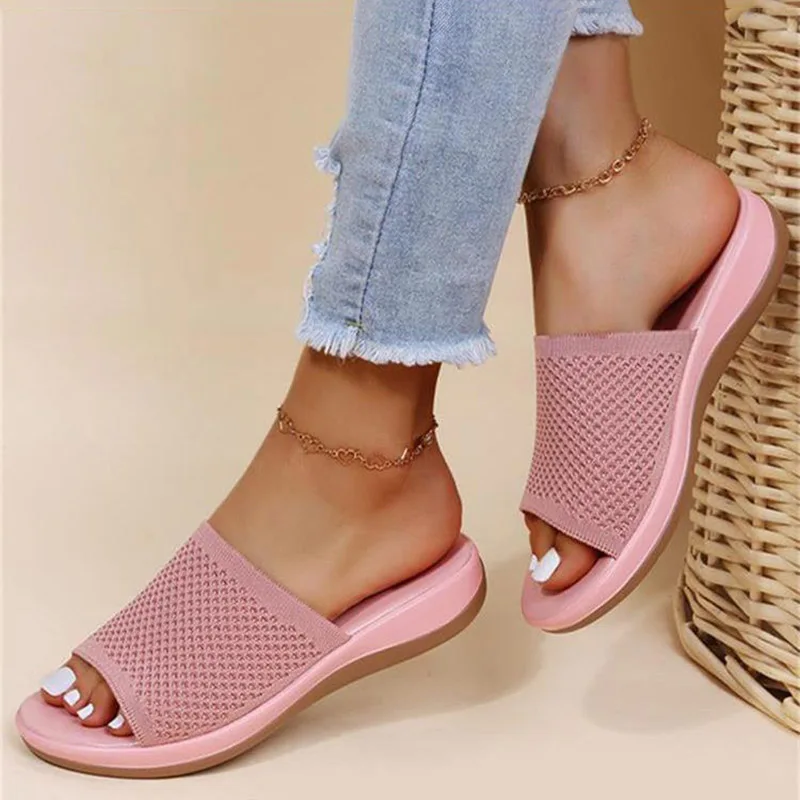 Sandalias de fiesta de verano para mujer, zapatos de exterior, sandalias suaves, zapatillas sin cordones, calzado femenino