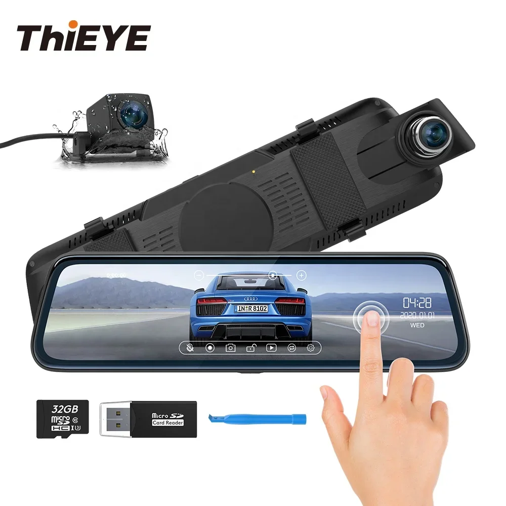 ThiEYE CarView 2 DVR Mirror 10 inch Dual Lens Full 1080P Rearview Video Recorder Camcorder Dash Camera Car Black Box