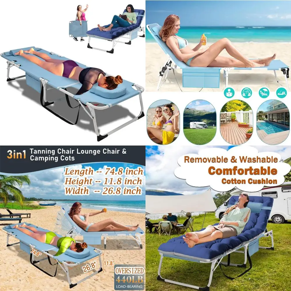 

Складной сверхмощный уличный шезлонг емкостью 500 фунтов, регулируемый и портативный для использования в патио