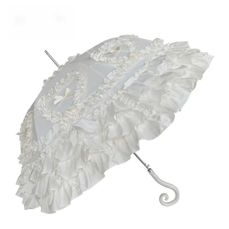 Love Sunscreen Umbrella for Girls Love Princess Umbrella Color Matching Lace Straight Handle Birdcage Low Umbrella