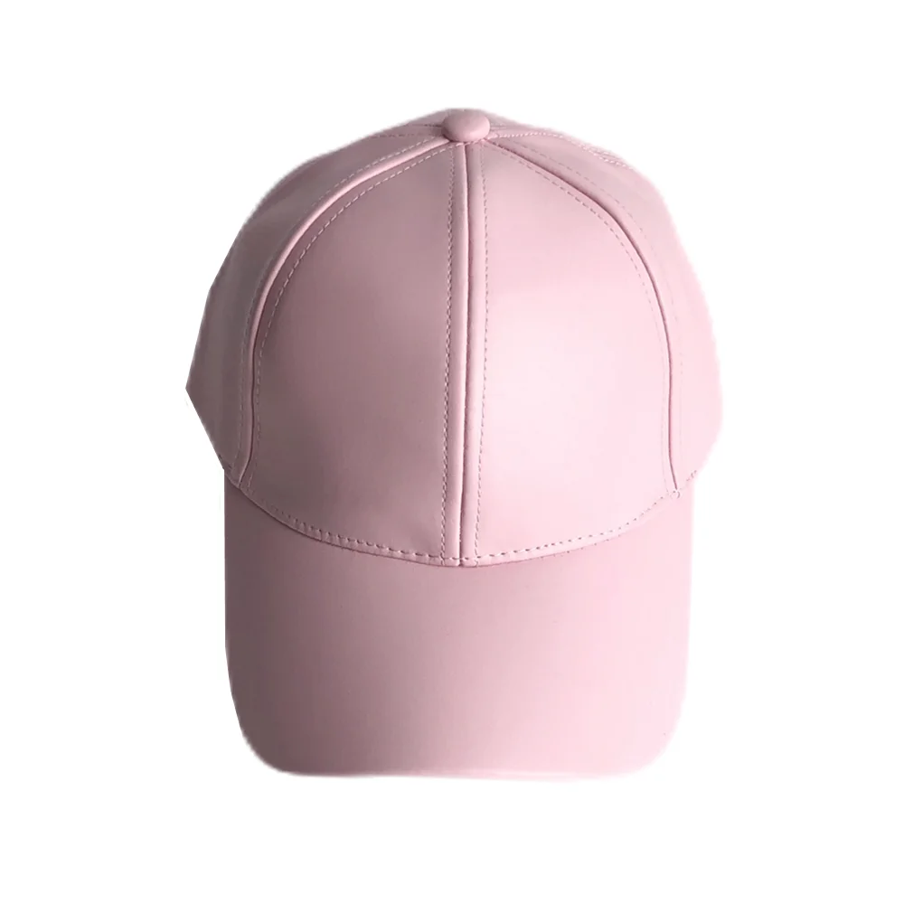 Candy Solid Color PU Leather Baseball Caps Fashion Hip-Hop For Men and Women All-match Hats For Lovers
