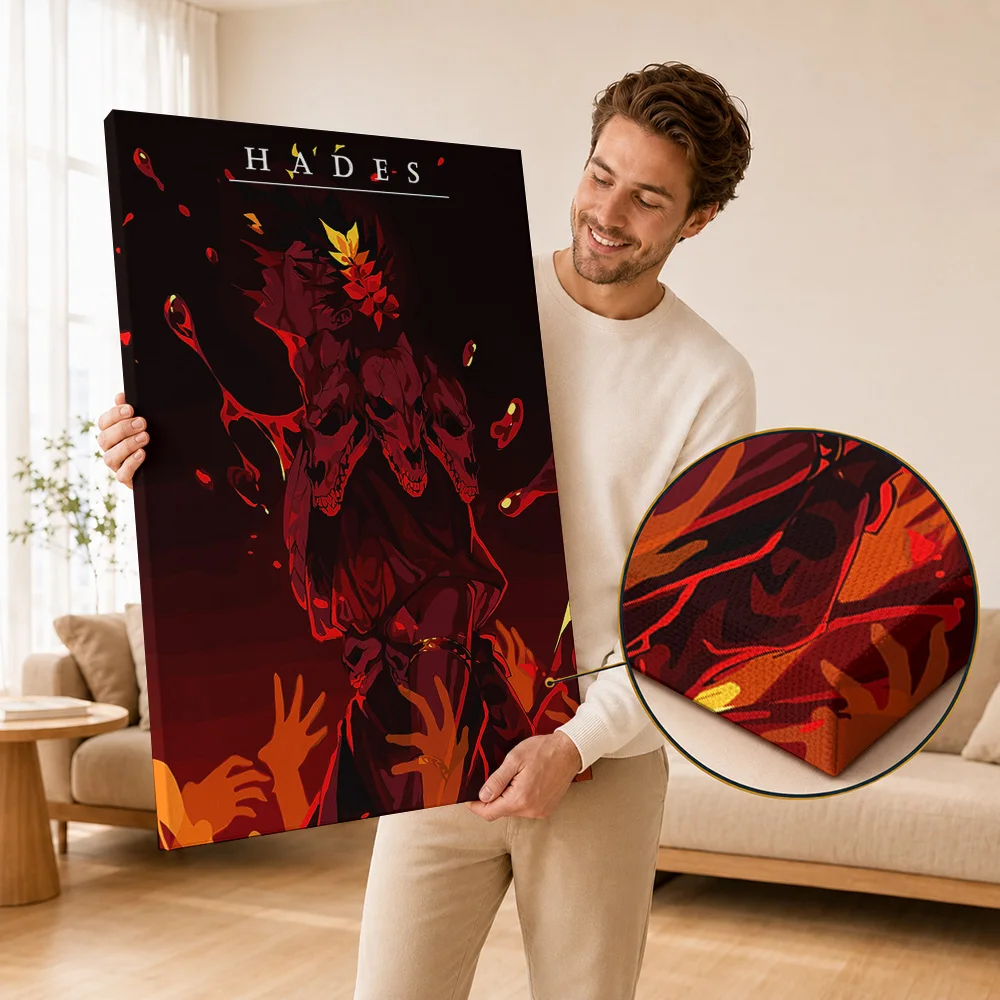 Hades Framed Canvas Posters Immersive Gaming Style Wall Art With Personalized Photo For Teen Bedroom Ideal Player Birthday Gift