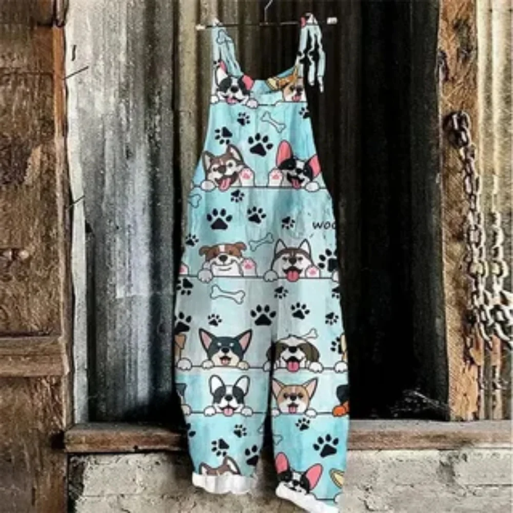 

2025 Summer Casual Women's One-Piece Pants, 3D Cute Gingerbread Man Print, Sexy and Fashionable Women's One-Piece Pants