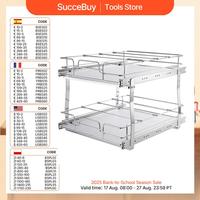 SucceBuy Pull Out Cabinet Organizer, Chrome-Plated Steel Roll Out Drawers, Sliding Drawer Storage for Inside Kitchen Cabinet