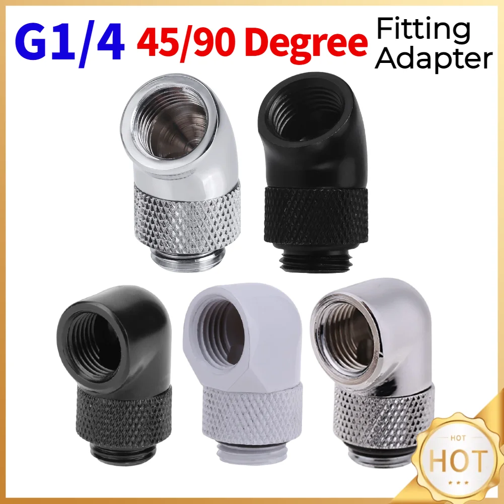 G1/4 Screw Thread 45/90 Degree Elbow Rotation Brass Adapter Connector Fitting PC Computer Water Cooling System Accessories