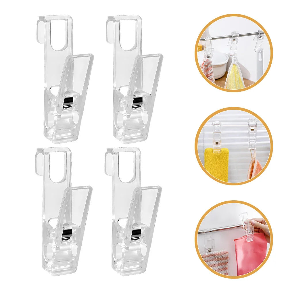 

4pcs Bathroom Clip Hooks Laundry Hanging Clips For Socks Towels Bras Clothes Boot Hat Scarves Storage Plastic Hanger