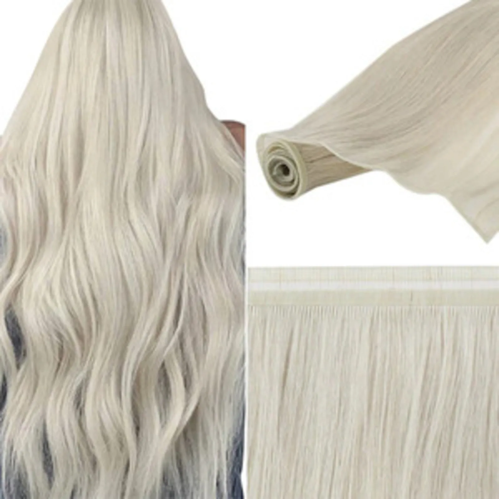 [New] YoungSee Silk Flat Hair Weft Virgin Hair 50G Real Natural Human Hair 12 Months 14-24Inches Invisble Hair Extensions