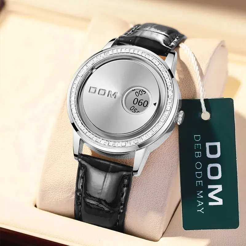 DOM 1759 New Original Factory Magnetic gold Trend Leather Women's Watch Female Student Quartz Minimalist Plant Fashion