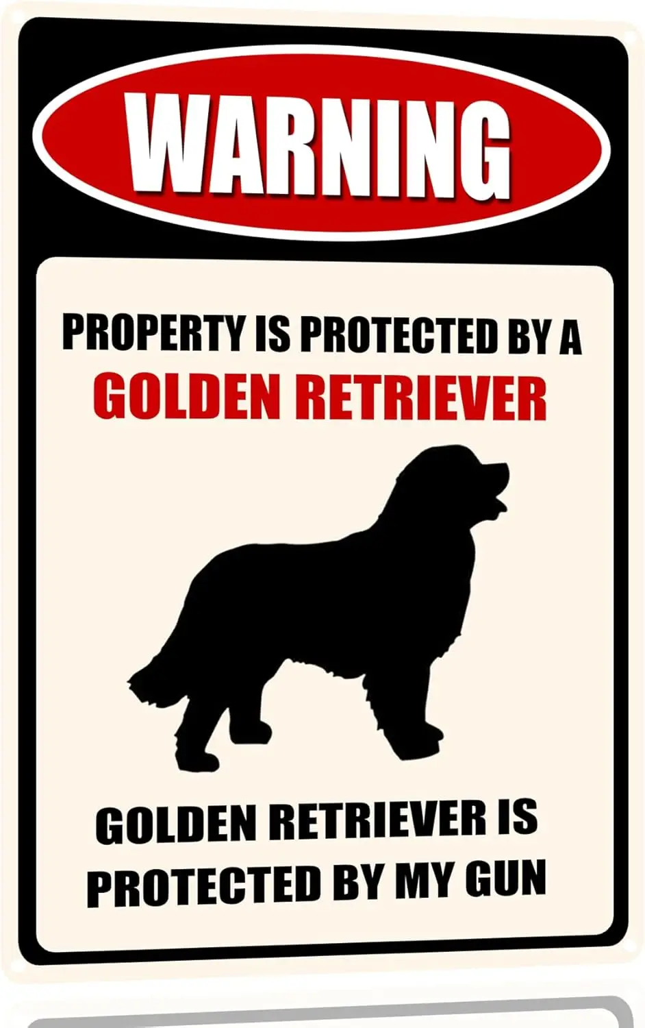 Dog Warning Metal Tin Signs Wall Art Decor Property Is Protected By A Golden Retriever Sign For Home Decor Gifts To Indoor And