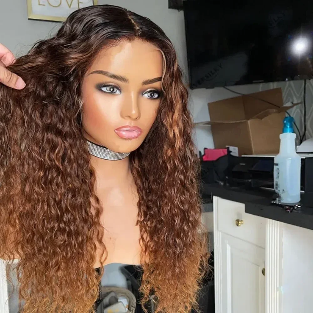 26-Zoll 180% Dichte Naturbraune Lace-Front-Perücke 13x4 Vorgezupft Klebefreie Synthetikfaser mit Babyhaar für den täglichen Gebrauch