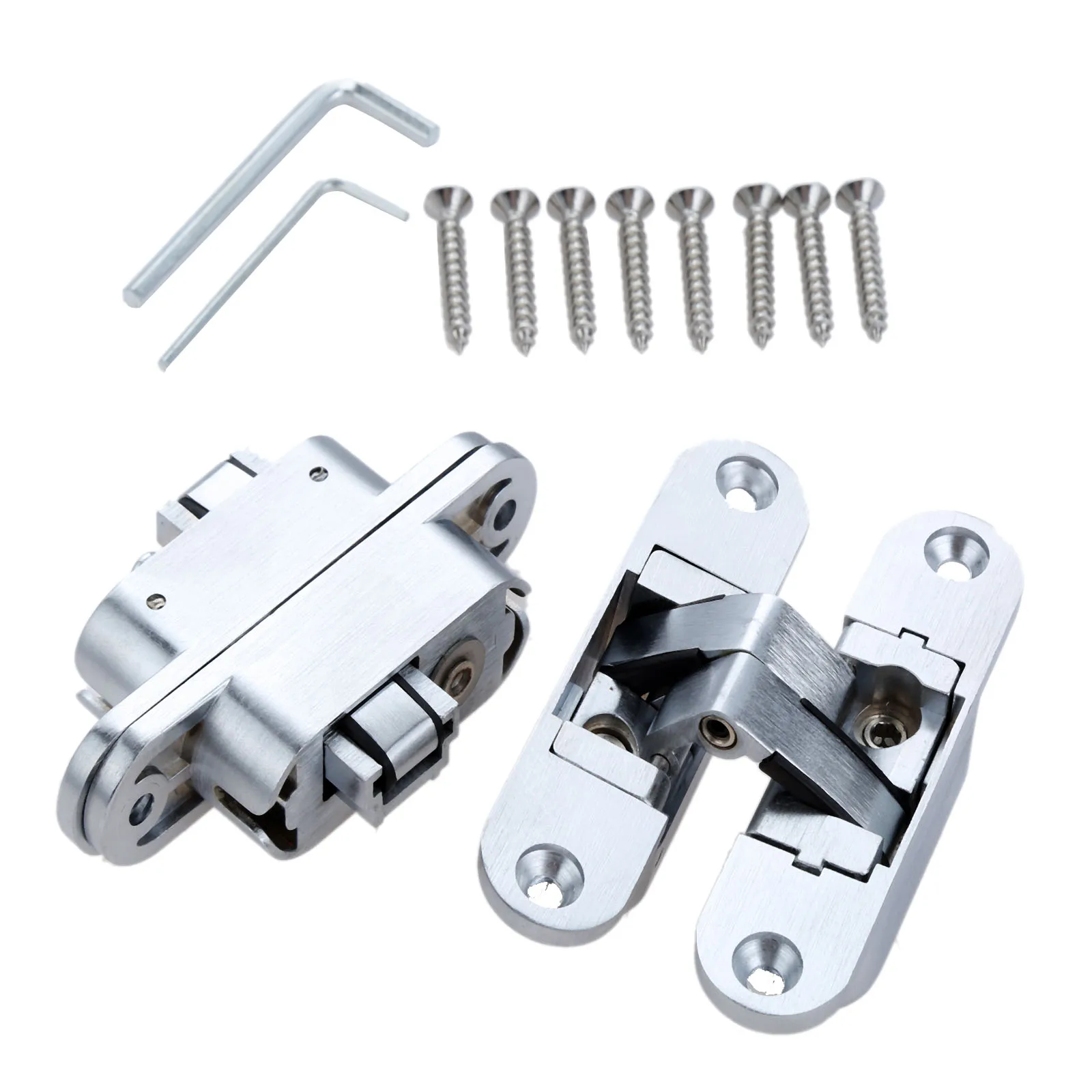 

2 Pcs Zinc Alloy Hidden Hinges Furniture Fittings 23 x 95mm Invisible Concealed Folding Counter Door Hinge With Screw Hardware