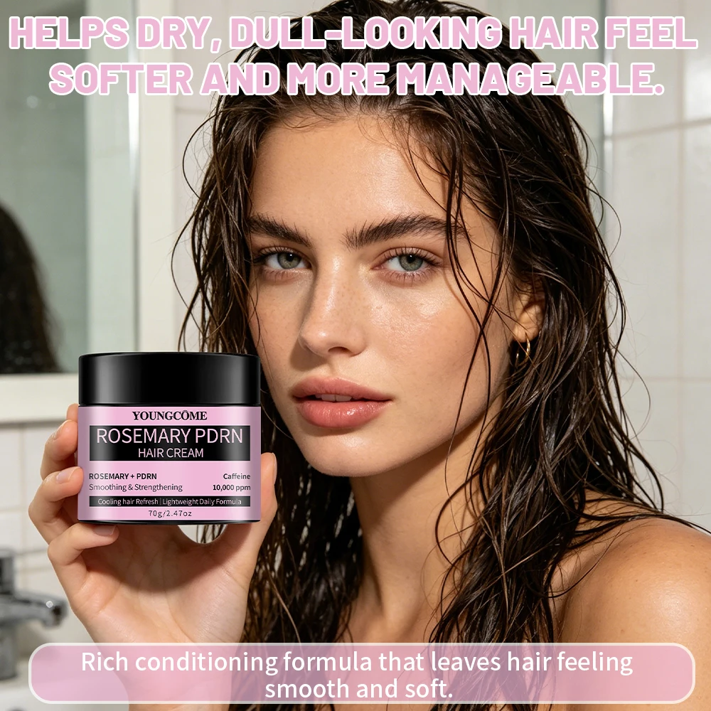 Hair Cream | Rosemary PDRN Hair Cream with Caffeine, Smoothing & Strengthening, Cooling Refresh Lightweight Daily Formula