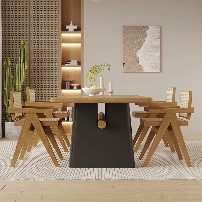 Modern 4 6 8 Seater Rectangular Natural Solid Wood Dining Set Dining Room Furniture Dining Table