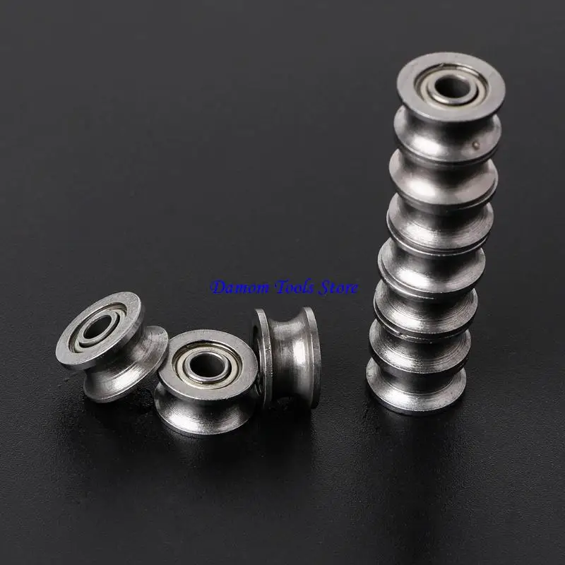 57BE 10Pcs U624ZZ U Ball Bearing Guide Pulley For Rail Track Linear Motion