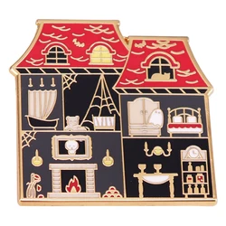 ghost town Haunted House terror Halloween Enamel Pin