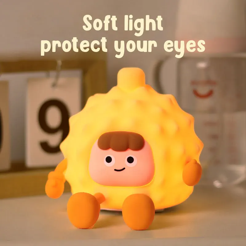 Durian Silicone Lamp Creative Living Room Night Light Pat 3-Levels Adjustable LED Lamp Desktop Decoration Cartoon Kids Gift