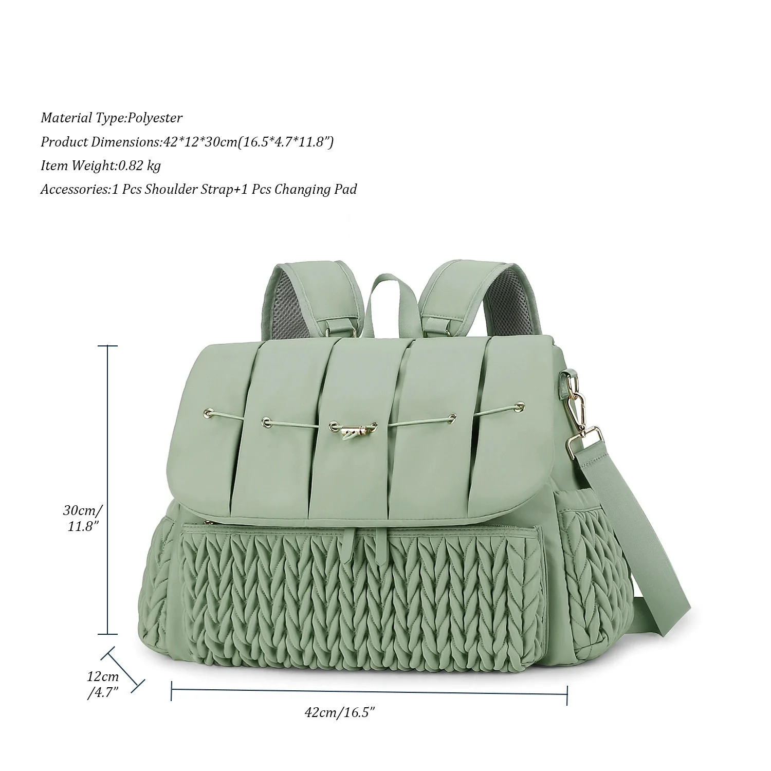 Quilted Embroidered Mother Bag Fashionable One-shoulder Handbag Outdoor Heat Insulation Waterproof Diaper Bag  Detachable Straps