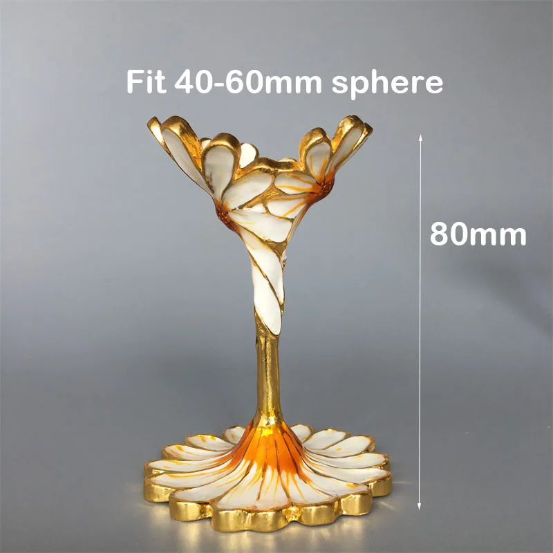 Natural Crystal Sphere Holders Metal Taller Creative Hand Painted Flower Single Crystal Ball Eggs Stand Display Base Home Decor