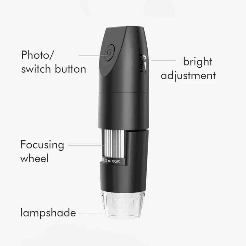 Wireless Digital Microscope 50X-1000X Wifi USB Portable Handheld Coin Microscope Camera With 8 LED