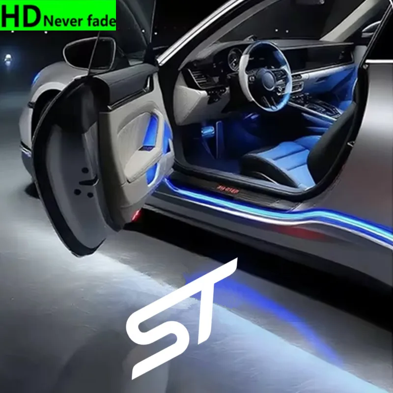 2pcs LED For Ford ST Line Vignale HD Logo Mondeo Taurus Fiesta Kuga Puma Wireless Car Door Welcome Lamp Light Projector Light