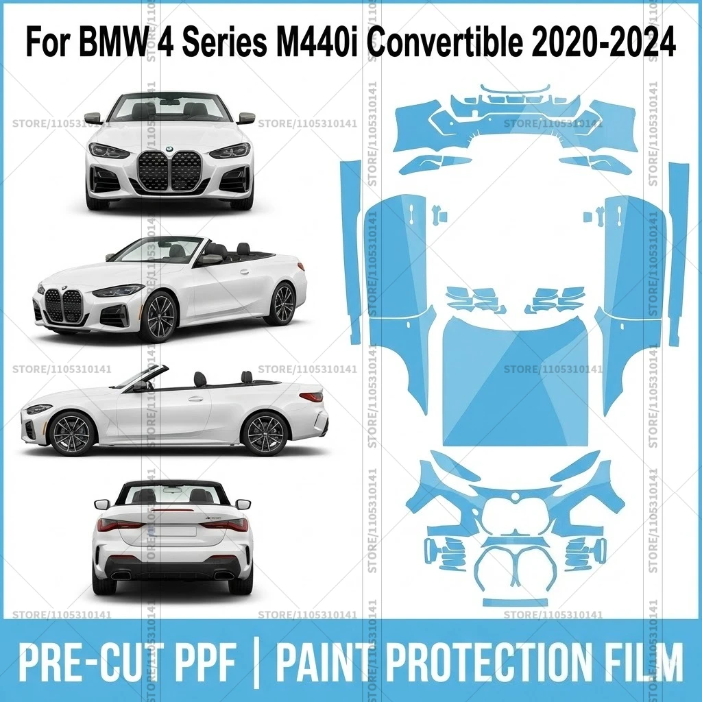 Pre-Cut Paint Protection Film PPF Transparent Car Film Full Vehicle  Automotive PPF For BMW 4 Series M440i Convertible 2020-2024