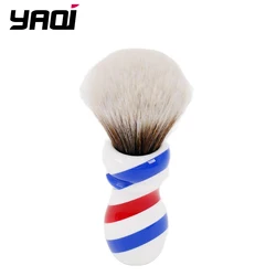 Yaqi 24MM New Barber Pole Style Brown Synthetic Knot Shaving Brush for Mens
