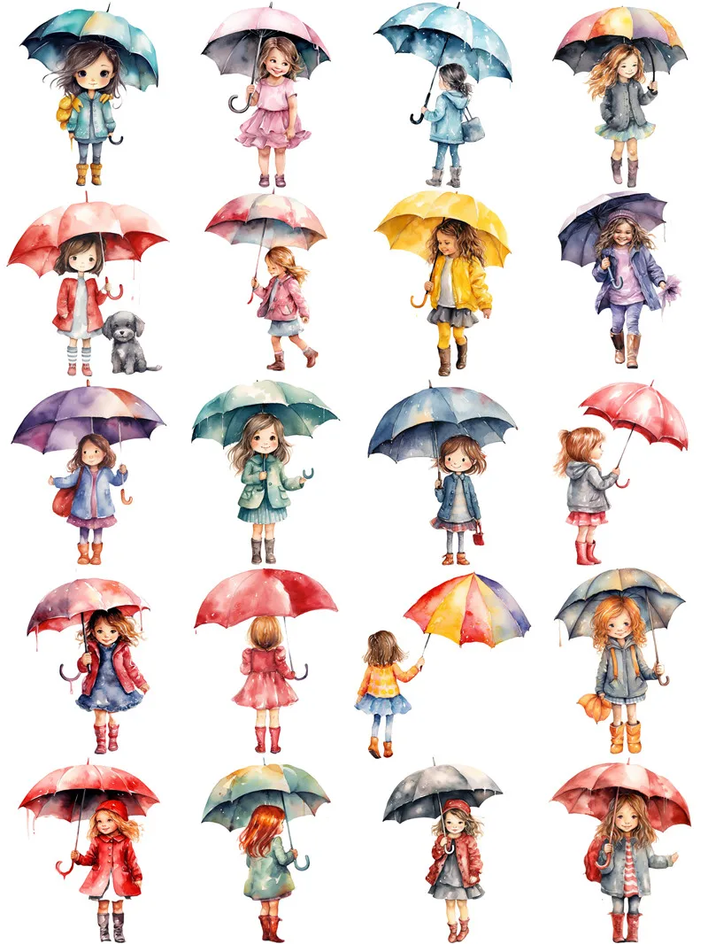 Umbrella Girl Stickers Crafts And Scrapbooking stickers kids toys book Decorative sticker DIY Stationery