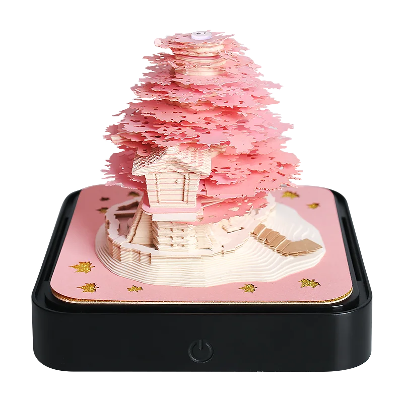 Omoshiroi Block 3D Notepad Sakura Treehouse 3D Calendar 2025 3D Memo Pad Block Notes Offices Paper Notes Christmas Birthday Gift