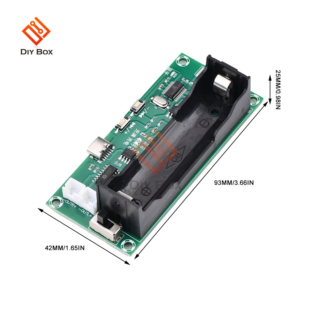 PAM8403 Amplifier Board 2*5W 2.0 Channel Stereo Class D Audio Amplifier Bluetooth 5.0 18650 Battery Holder TF Card Speaker