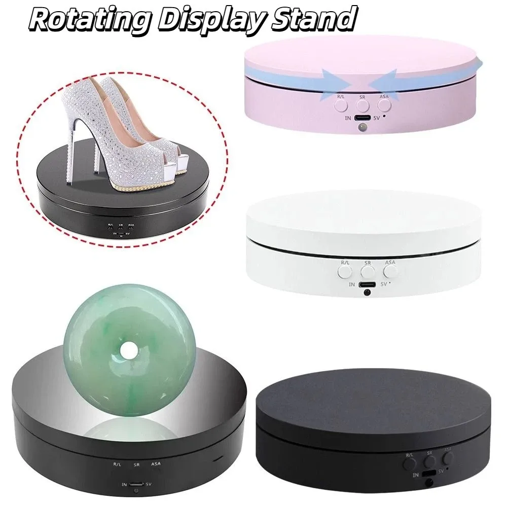 

3 Speeds Jewelry Rotating Turntable Mirror Surface Motorized 360 Degree Turntable Mini Jewelry Holder