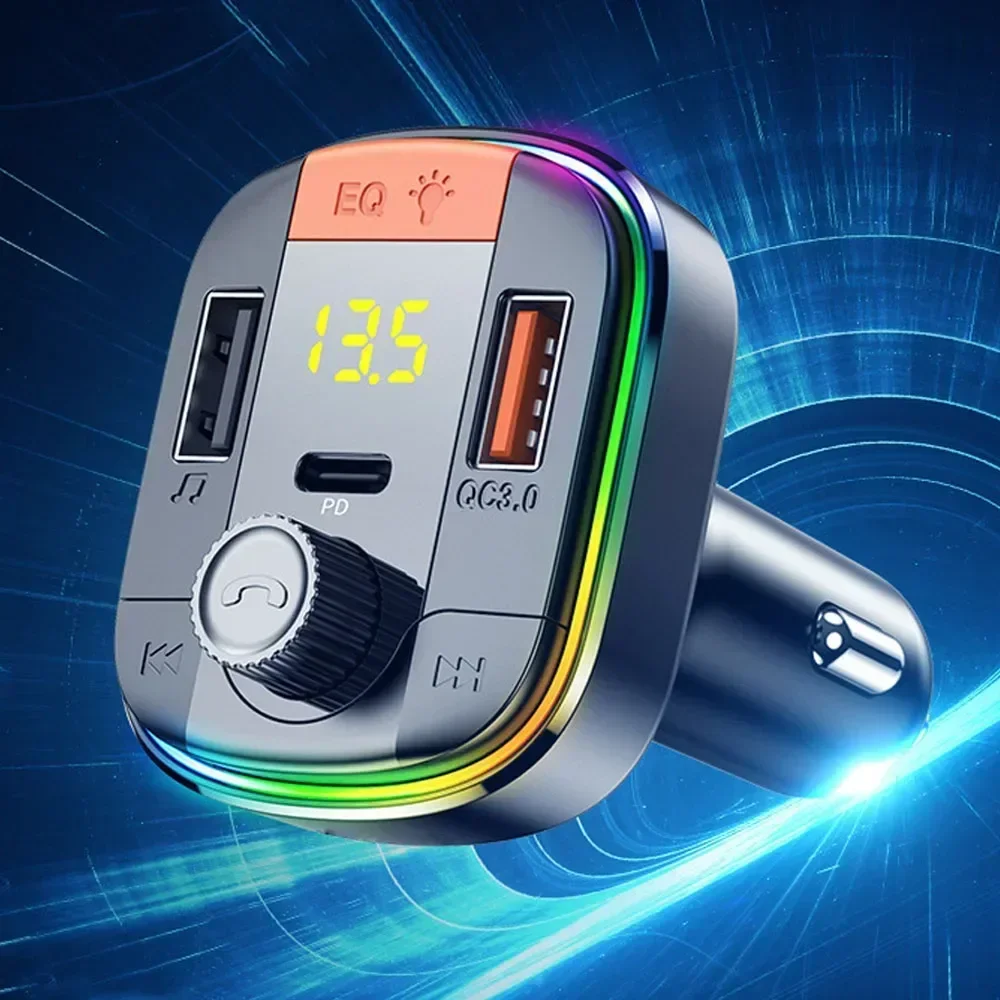 Car MP3 Player BT FM Transmitter Radio Receiver PD/USB Charger Hands-Free Calling Support U-Disk Playback Voltage Display Music