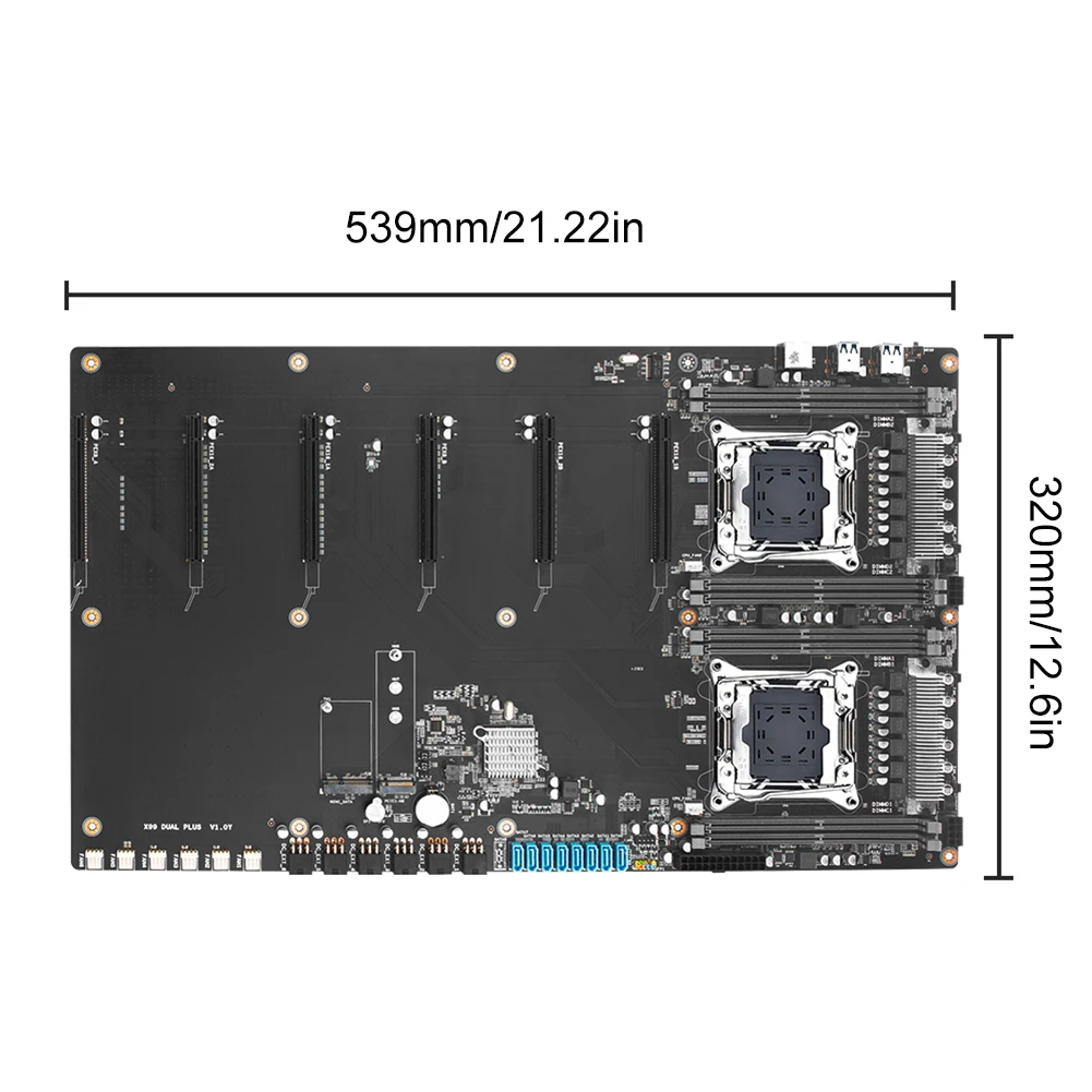 X99 듀얼 플러스 마이닝 마더보드, DDR4 RAM 256GB LGA 2011-3 V3/V4 CPU 소켓 컴퓨터 마더보드 지원, 4 * USB3.0 4 * PCIe3.0 X