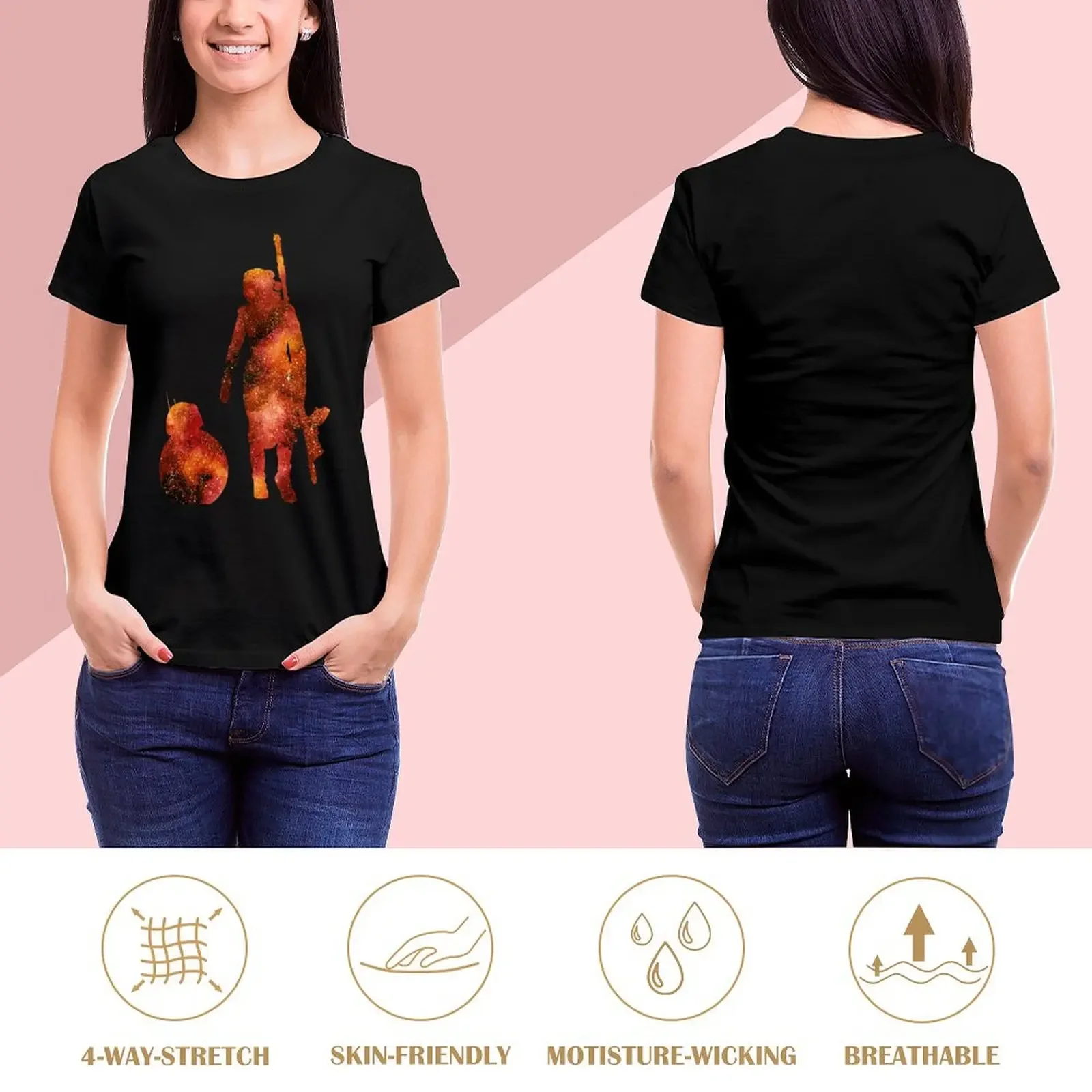 The Droid & The Girl with the Staff T-Shirt quick-drying anime hippie clothes shirts graphic tees Women's clothing